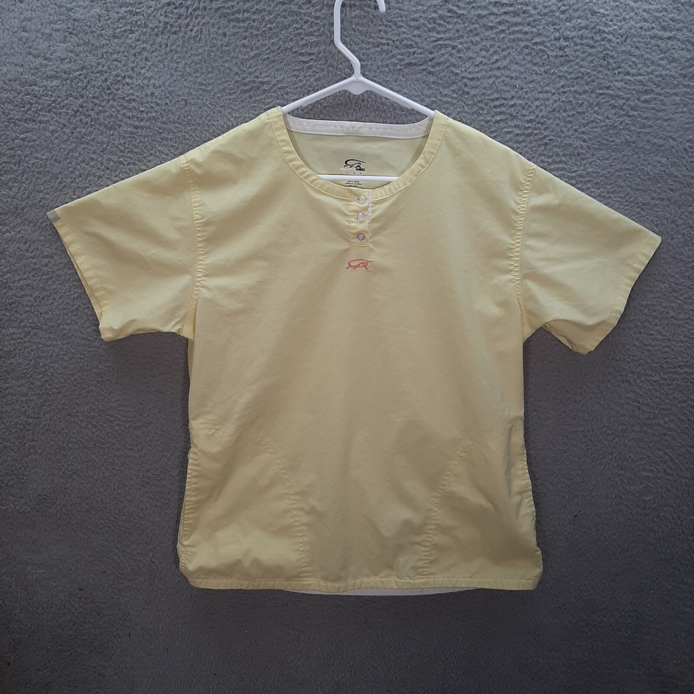 Iguana Med Scrub Top Womens Large Yellow Nurse Medical Dental Veterinarian